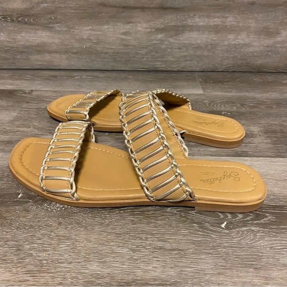 Seychelles | Meantime Slides in Vacchetta/Platinum Metallic Leather Size 9 NEW - Picture 4 of 11